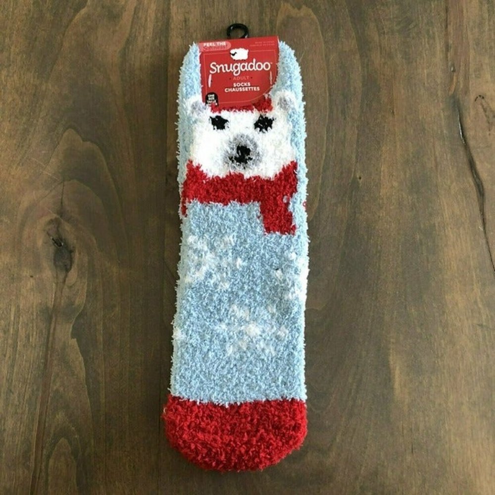 3-8 Shoe Size Snowy Polar Bear Fuzzy Socks